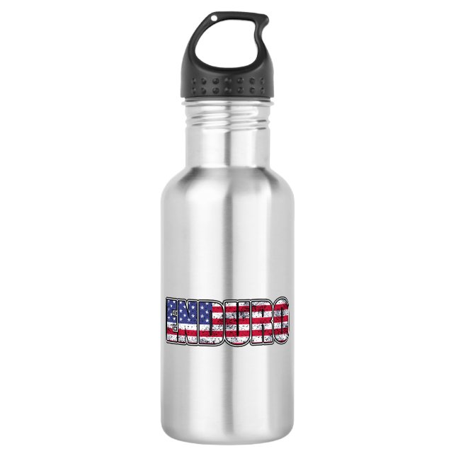 Enduro Mountain Biking Amerikanische Flagge Edelstahlflasche (Vorderseite)