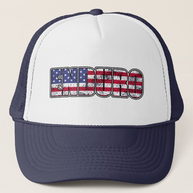 Enduro Mountain Biking Amerikanische Flagge Truckerkappe (Vorderseite)