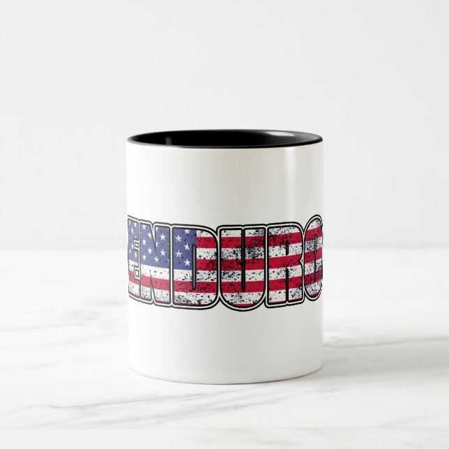 Enduro Mountain Biking Amerikanische Flagge Zweifarbige Tasse (Mittel)