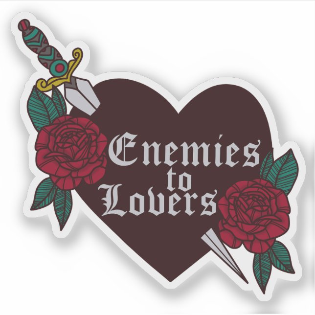 Enemies to Lovers heart and dagger Aufkleber (Vorderseite)