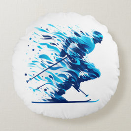 Energetic Blue für Sportfans Rundes Kissen