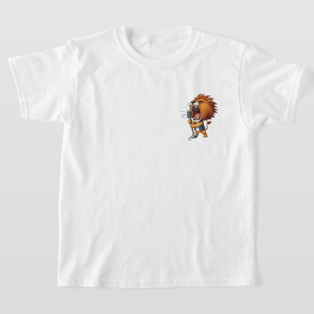 Energetic Cartoon Lion Rocker Singing Loudly T-Shirt (Ablage )