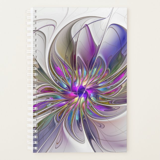 Energetic, Colorful Abstract Fractal Art Flower Planer (Vorderseite)