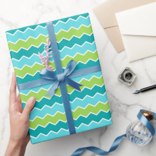 Energetic Green & Blue Zigzag für Zerebration Geschenkpapier