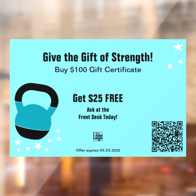 Energetic Gym Christmas Gift Certificate Promotion Fensteraufkleber (Blatt 2)