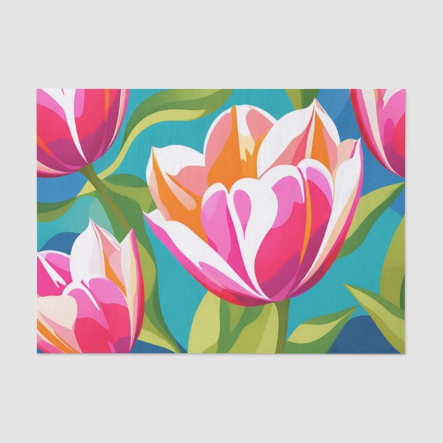 Energetic Tulip Bold Pop Art Seidenpapier (Vorderseite)