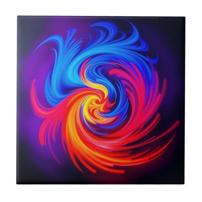 Energetische Abstrakte Swirbelsäule in Blau, Rot u Fliese (Vorderseite)