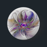 Energetische, farbenfrohe Abstrakte Fraktal Kunst  Button<br><div class="desc">Eine bunte,  kraftvolle Fantasie-Blume,  einzigartige Blumenkunst,  Design für Ihre dekorative,  ungewöhnliche Rundtaste und vieles mehr.</div>