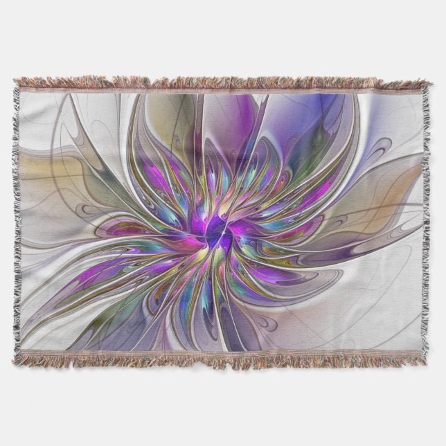 Energetische, farbenfrohe Abstrakte Fraktal Kunst  Decke (Vorderseite)
