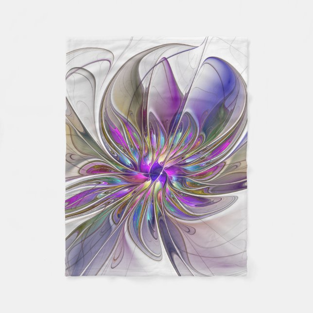 Energetische, farbenfrohe Abstrakte Fraktal Kunst  Fleecedecke (Vorderseite)