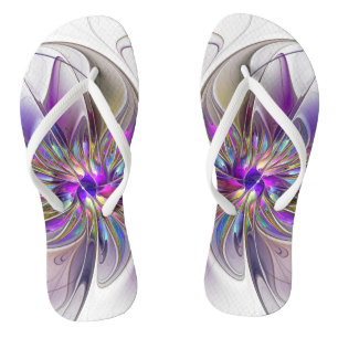 Energetische, farbenfrohe Abstrakte Fraktal Kunst  Flip Flops