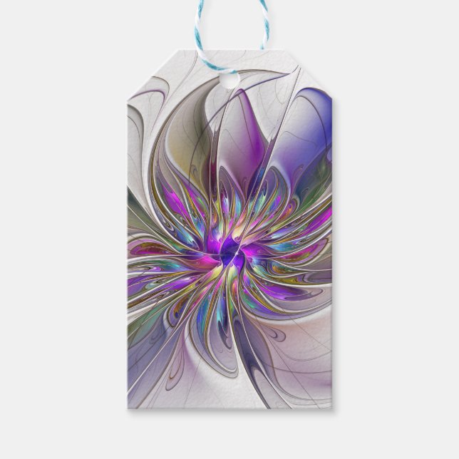 Energetische, farbenfrohe Abstrakte Fraktal Kunst  Geschenkanhänger (Vorderseite)