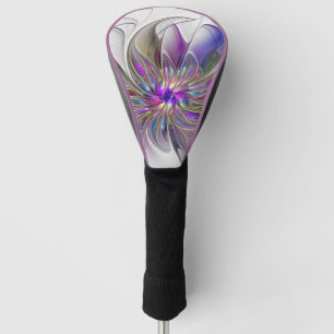 Energetische, farbenfrohe Abstrakte Fraktal Kunst Golf Headcover