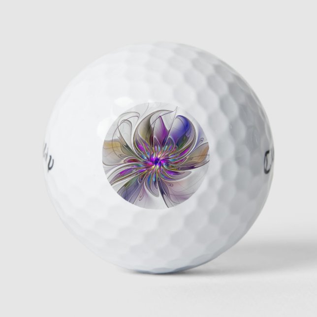 Energetische, farbenfrohe Abstrakte Fraktal Kunst  Golfball (Vorderseite)