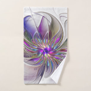 Energetische, farbenfrohe Abstrakte Fraktal Kunst Handtuch