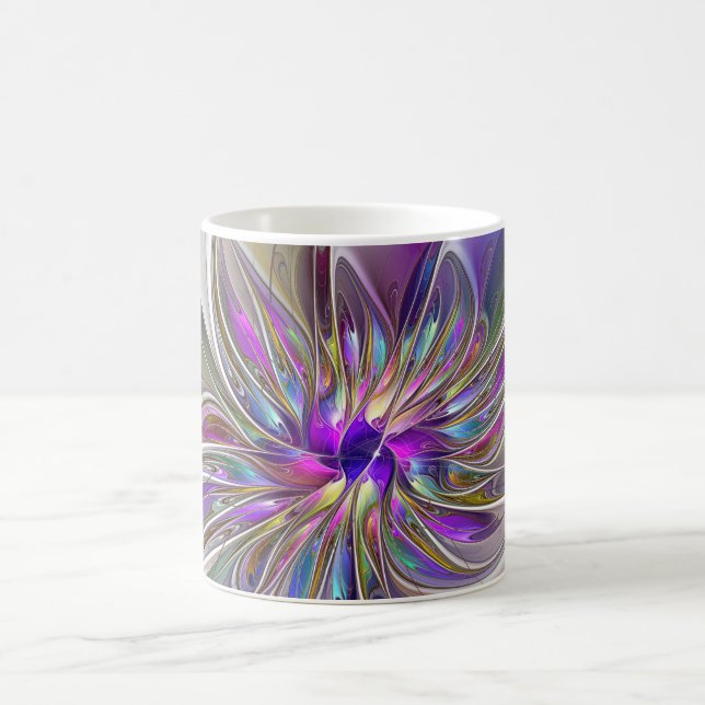Energetische, farbenfrohe Abstrakte Fraktal Kunst  Kaffeetasse (Mittel)