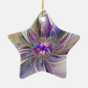 Energetische, farbenfrohe Abstrakte Fraktal Kunst  Keramik Ornament