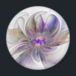 Energetische, farbenfrohe Abstrakte Fraktal Kunst  Magnet<br><div class="desc">Eine bunte,  kraftvolle Fantasie-Blume,  einzigartige Blumenkunst,  Design für Ihren ungewöhnlichen dekorativen Rundmagnet und vieles mehr.</div>