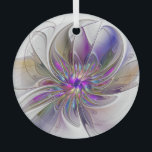 Energetische, farbenfrohe Abstrakte Fraktal Kunst  Ornament Aus Glas<br><div class="desc">Eine bunte,  kraftvolle Fantasie-Blume,  ein einzigartiges Fraktal Art.</div>