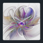 Energetische, farbenfrohe Abstrakte Fraktal Kunst  Quadratische Wanduhr<br><div class="desc">Eine bunte,  kraftvolle Fantasie-Blume,  ein einzigartiges Blumenmuseum Art.</div>