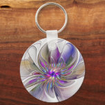Energetische, farbenfrohe Abstrakte Fraktal Kunst Schlüsselanhänger<br><div class="desc">Eine bunte, kraftvolle Fantasie-Blume, ein einzigartiges Fraktal Art.</div>