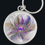 Energetische, farbenfrohe Abstrakte Fraktal Kunst Schlüsselanhänger<br><div class="desc">Eine bunte, kraftvolle Fantasy-Blume, einzigartiges Blumenmuseum Art. Design für Ihren runden Schlüsselanhänger und mehr.</div>