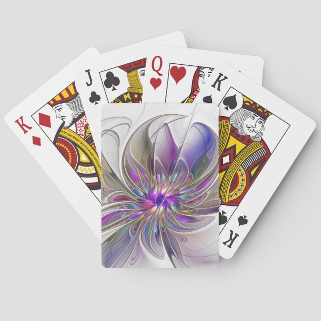 Energetische, farbenfrohe Abstrakte Fraktal Kunst  Spielkarten (Rückseite)