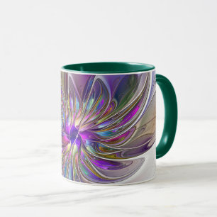 Energetische, farbenfrohe Abstrakte Fraktal Kunst Tasse