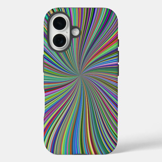 Energetische farbenfrohe Ribbon Sunburst iPhone 16 Hülle (Rückseite)