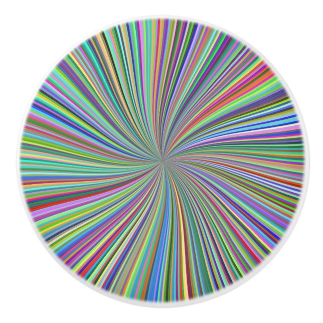 Energetische farbenfrohe Ribbon Sunburst Keramikknauf (Vorderseite)