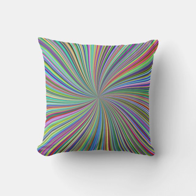 Energetische farbenfrohe Ribbon Sunburst Kissen (Vorderseite)