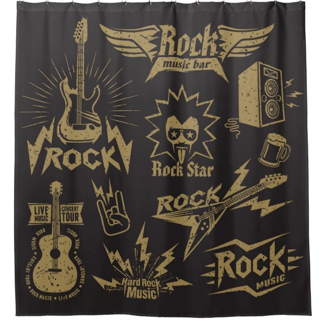 Energetische Rockmusik Duschvorhang (Vorderseite)