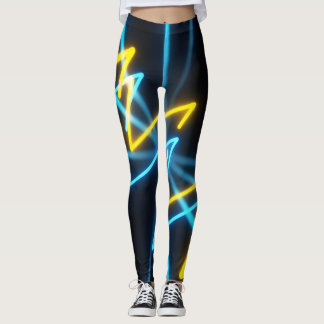 Energetische Zickzacklinien in neungelb und blau Leggings