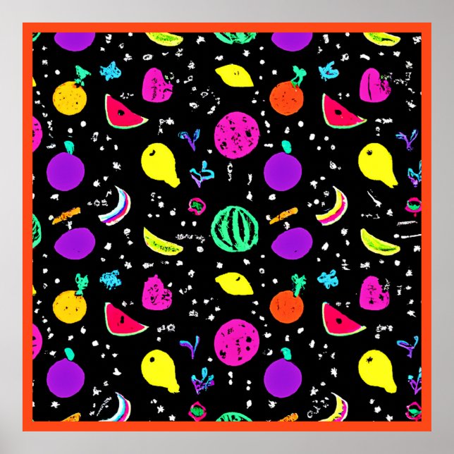 Energetisches Neon Frucht Dance Poster (Vorne)