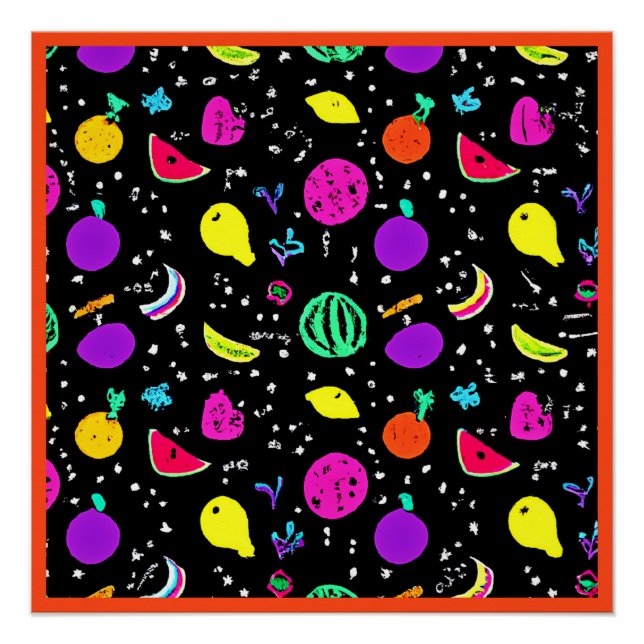 Energetisches Neon Frucht Dance Poster (Vorderseite)