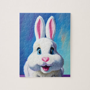Energetisches Weißes Bunny mit Blue Eyes Fun Portr