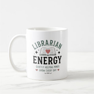 Energie der Bibliothekare, die dabei hilft, den Ge Kaffeetasse
