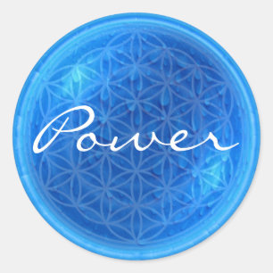 Energie des Wassers mit Blume des Lebens   POWER Runder Aufkleber