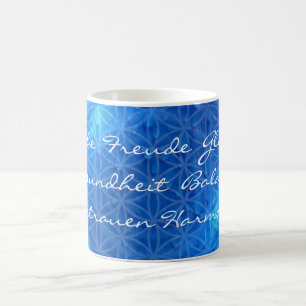 Energie des Wassers mit Blüte des Lebens Wort Mi Kaffeetasse