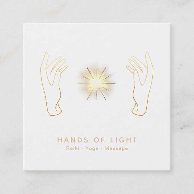 *~* Energie-heilender Handball von Reiki Licht Quadratische Visitenkarte (Vorderseite)