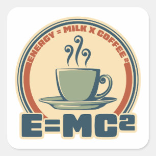Energie=Milch x Kaffee Squared Retro Quadratischer Aufkleber