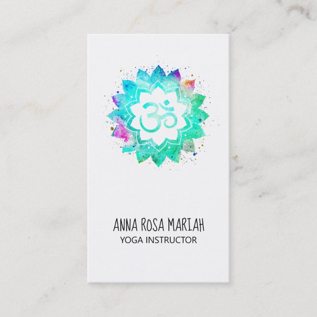 *~* Energiehalter Lotus Mandala Om Om Symbol Visitenkarte (Vorderseite)