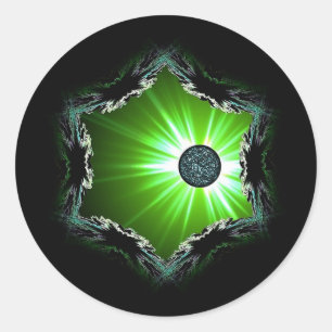 Energiekugel durch das fraktale Portal Runder Aufkleber
