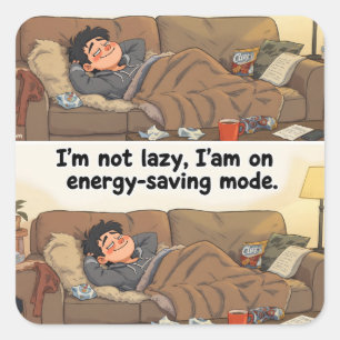 Energiesparmodus“-Sticker – Cozy Webcomic Vibes Quadratischer Aufkleber