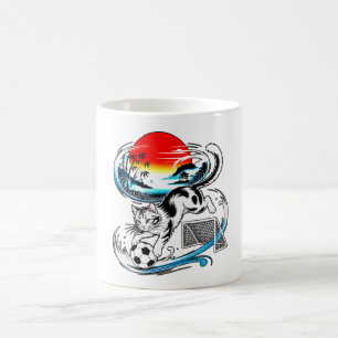 Energische Anime-Fußballkatze - Personalisierter A Kaffeetasse