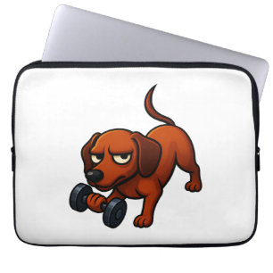 Energische Dachshund-Hantel-Comic-Motivation Laptopschutzhülle