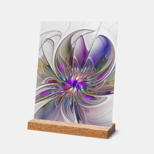 Energische, farbenfrohe abstrakte fraktale Blumenk Acrylschild