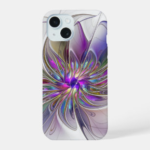 Energische, farbenfrohe abstrakte fraktale Blumenk iPhone 15 Hülle