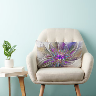 Energische, farbenfrohe abstrakte fraktale Blumenk Lendenkissen