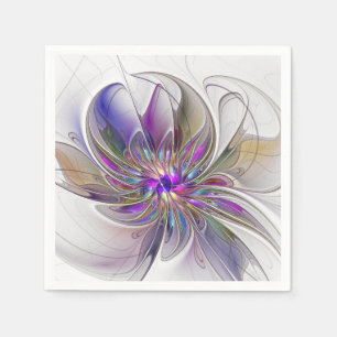 Energische, farbenfrohe abstrakte fraktale Blumenk Serviette